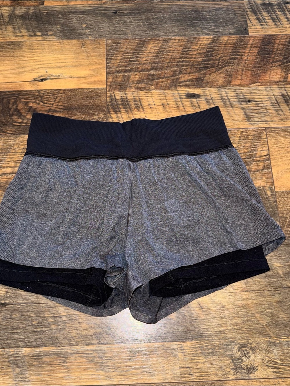 lululemon athletica Short Layered Gray and Black Athletic Shorts